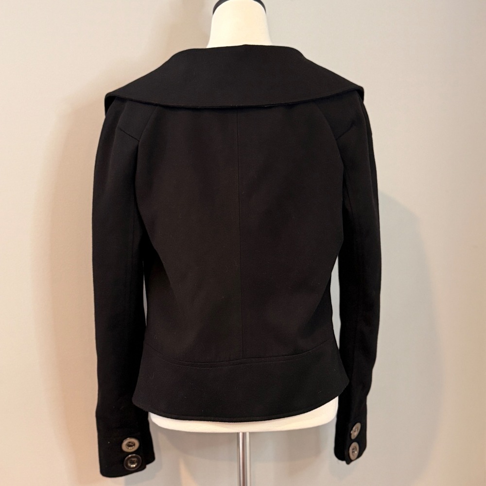 Black Wool Sugarfly Zip Front Jacket Fold Over Collar Utility Pockets - Picture 5 of 16